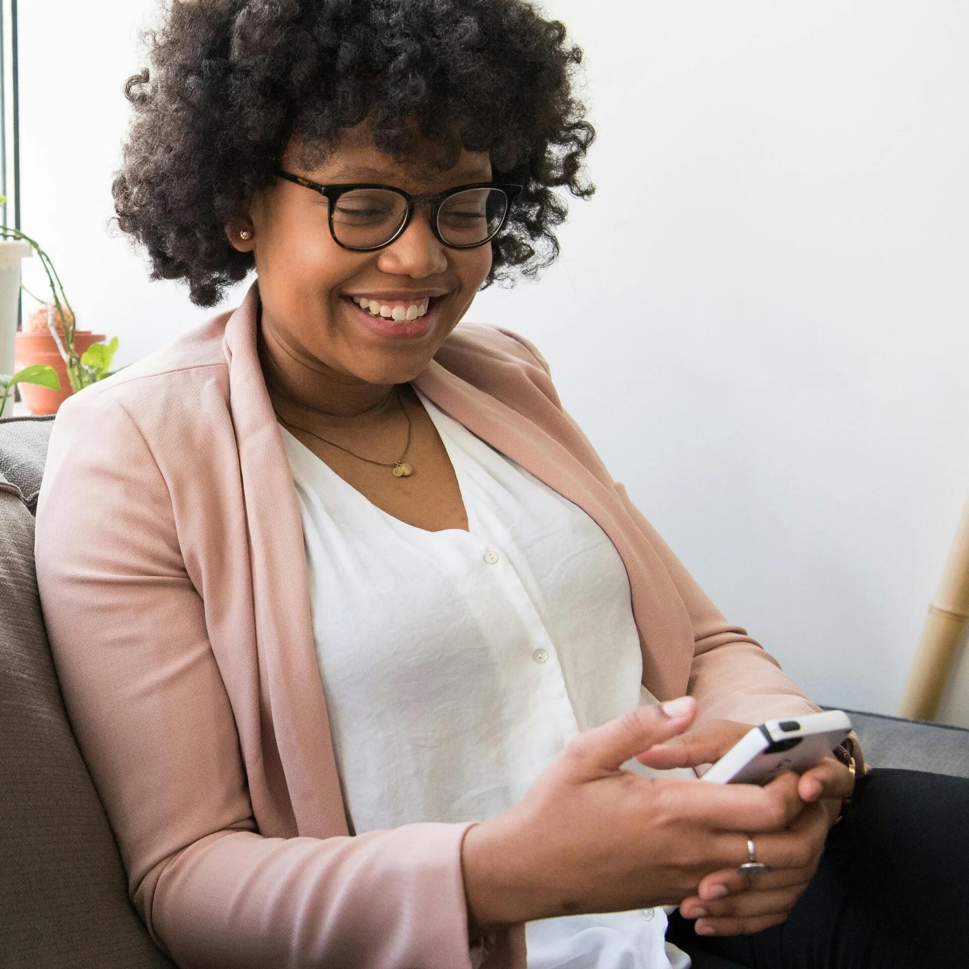 User holding mobile phone